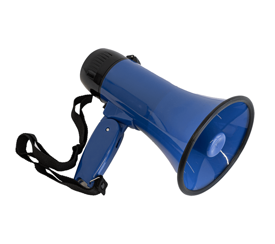 Bright blue megaphone